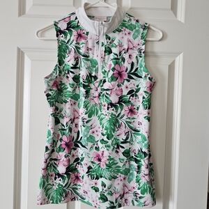 Tommy Bahama Tropical Floral Women's Sleeveless Golf Shirt Sz Small